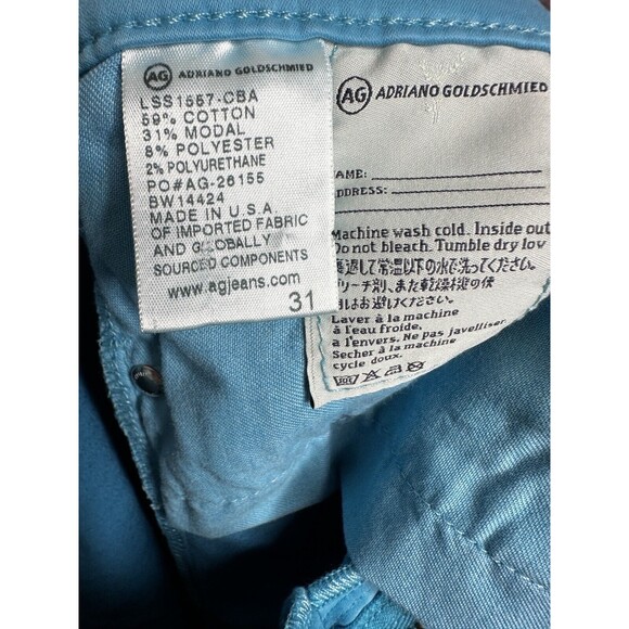 AG Adriano Goldschmied The Prima Crop Mid Rise Cigarette Crop Blue Pants size 31 - Picture 6 of 8